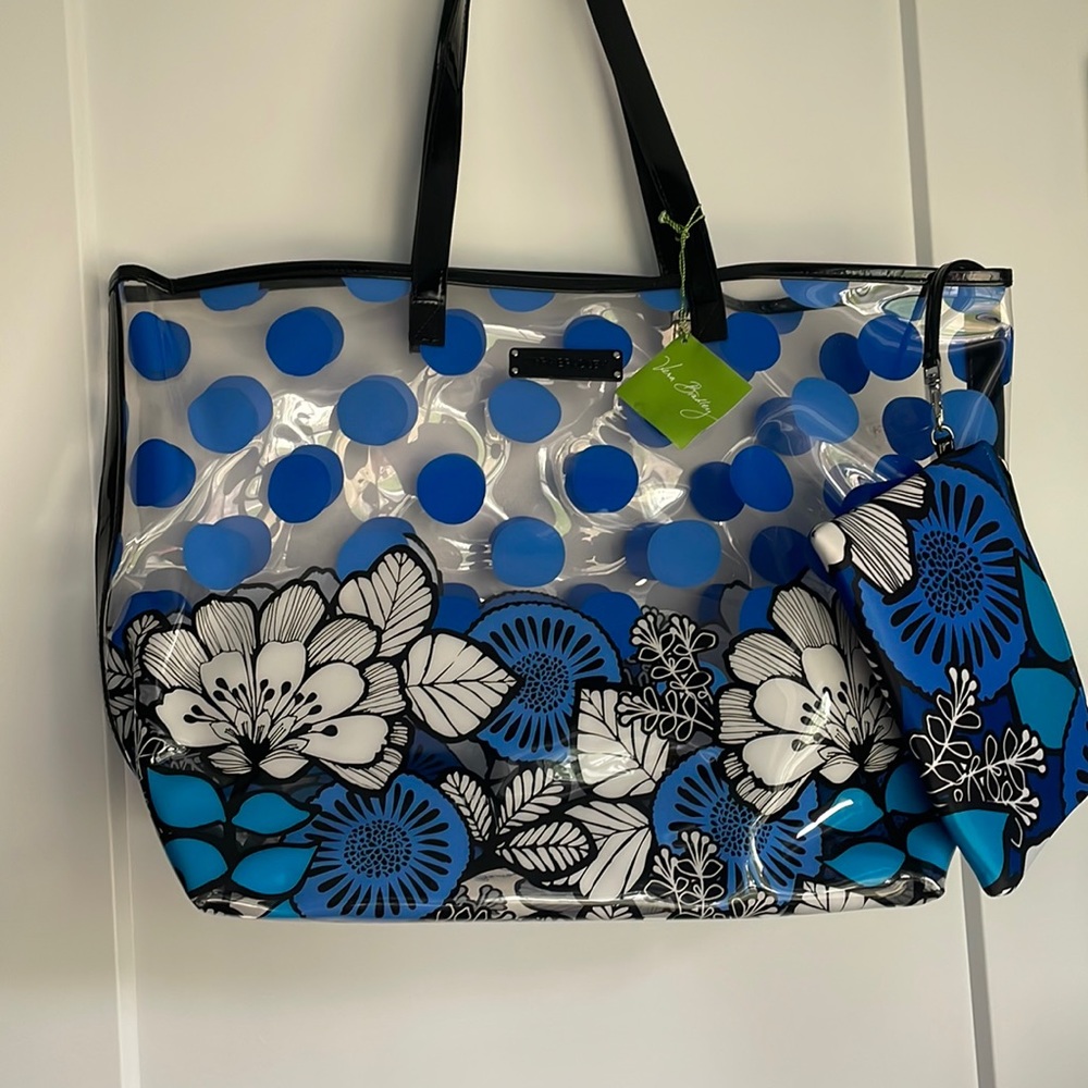 NWT VERA BRADLEY Clear Beach Tote - Blue Bayou